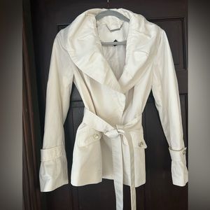 White House Black Market Ruffle Raincoat